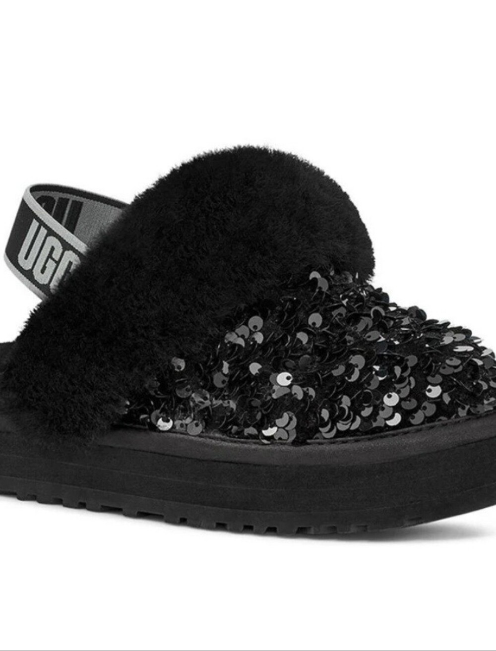 UGG Black Sequin Shearling Slip-On Clog
